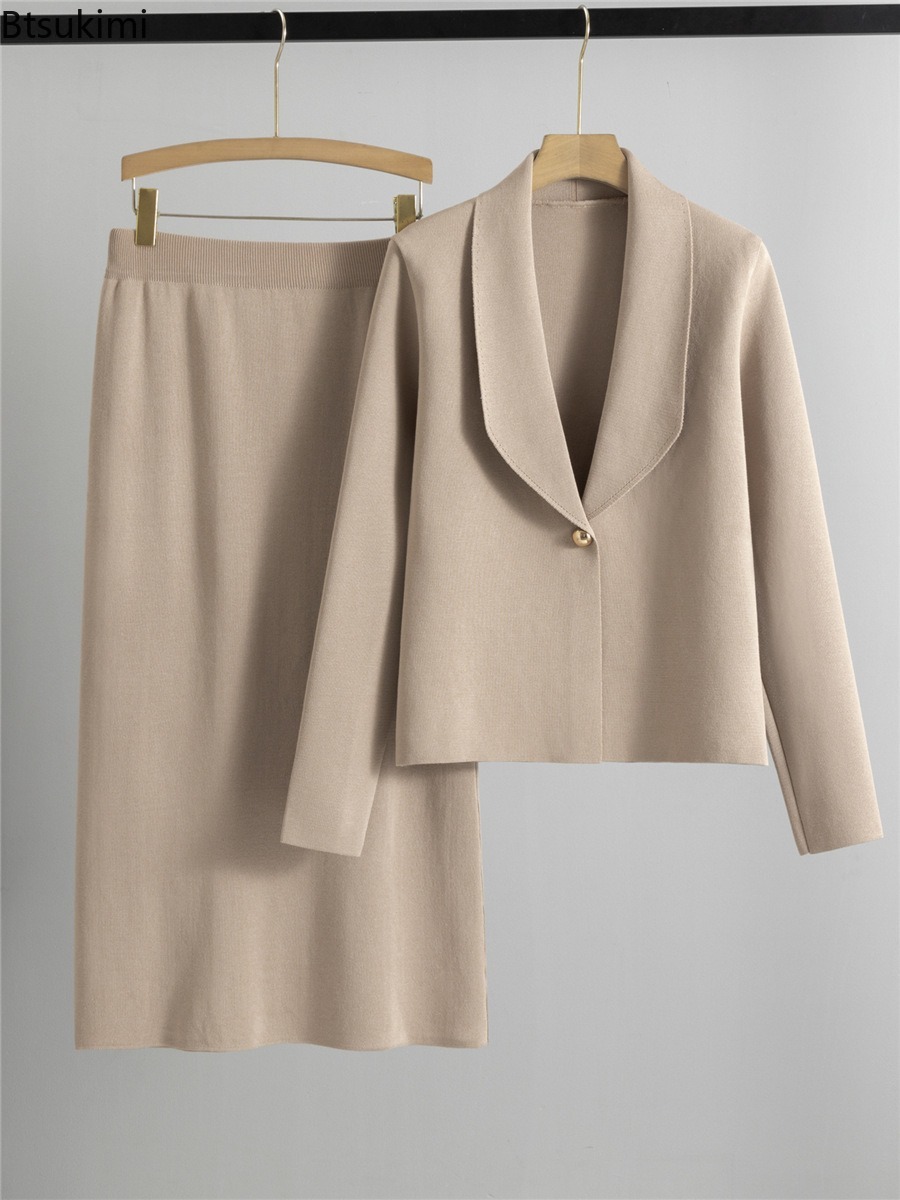 Winter Clothing Color - Autumn Winter Knitted Two-piece Set Women's