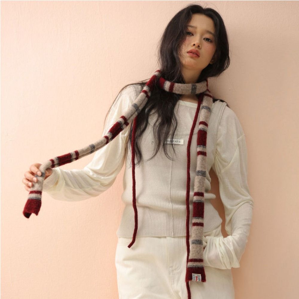 Korean Style Stripe Woolen Sca - Winter Clothing Korea recension och pris