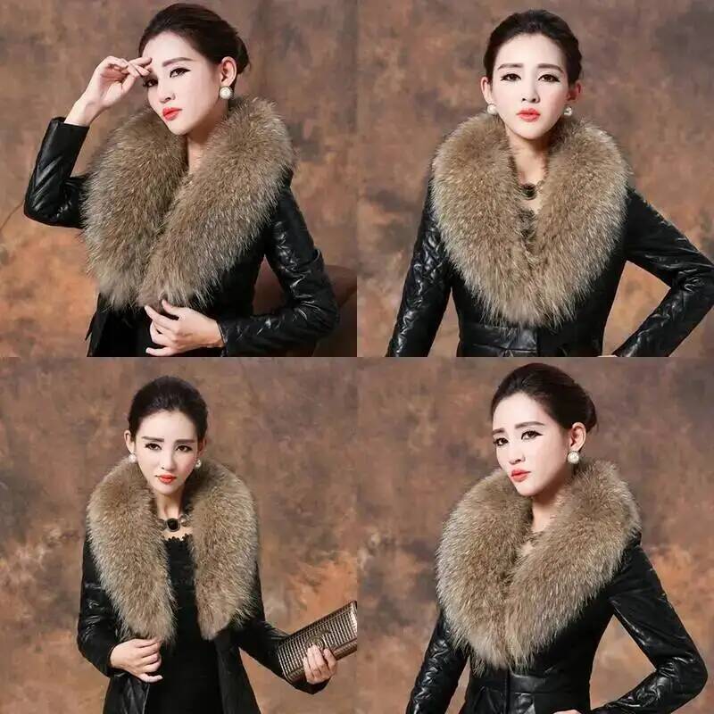 Natural Raccoon Fur Collar Rea - Winter Clothing Color recension och pris