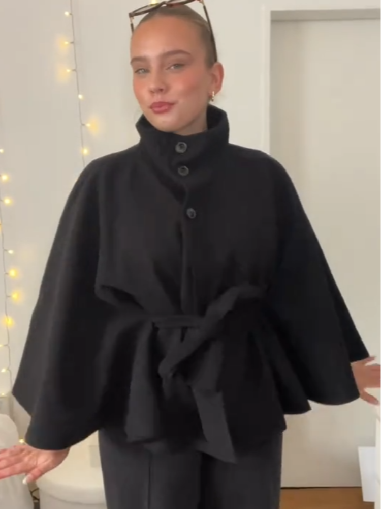 Elegant Wool Blend Cropped Coa - Wool Blend Coat recension och pris