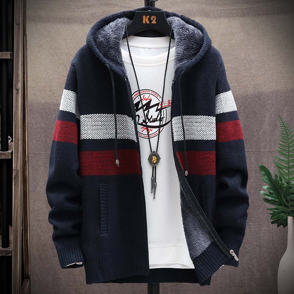 Men's Striped Sweater Coat Thi - Wool Blend Coat recension och pris
