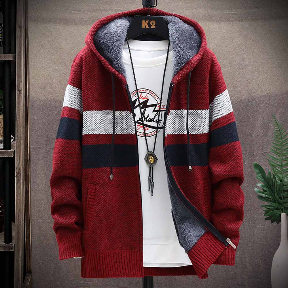 Men's Striped Sweater Coat Thi - Wool Blend Coat recension och pris