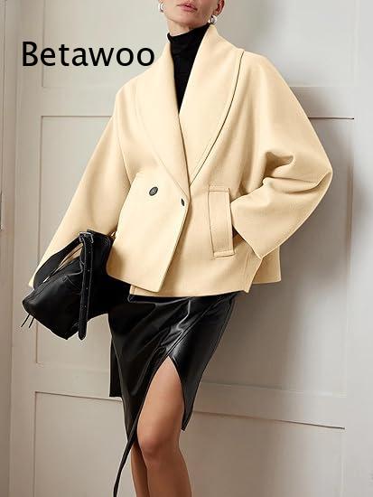 Women's Double-Breasted Short  - Wool Blend Coat recension och pris