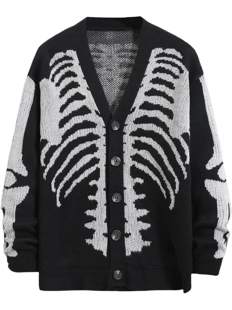 Men's Skeleton Pattern Cardiga - Wool Blend Coat recension och pris