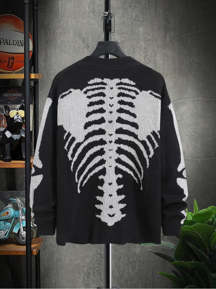 Men's Skeleton Pattern Cardiga - Wool Blend Coat recension och pris