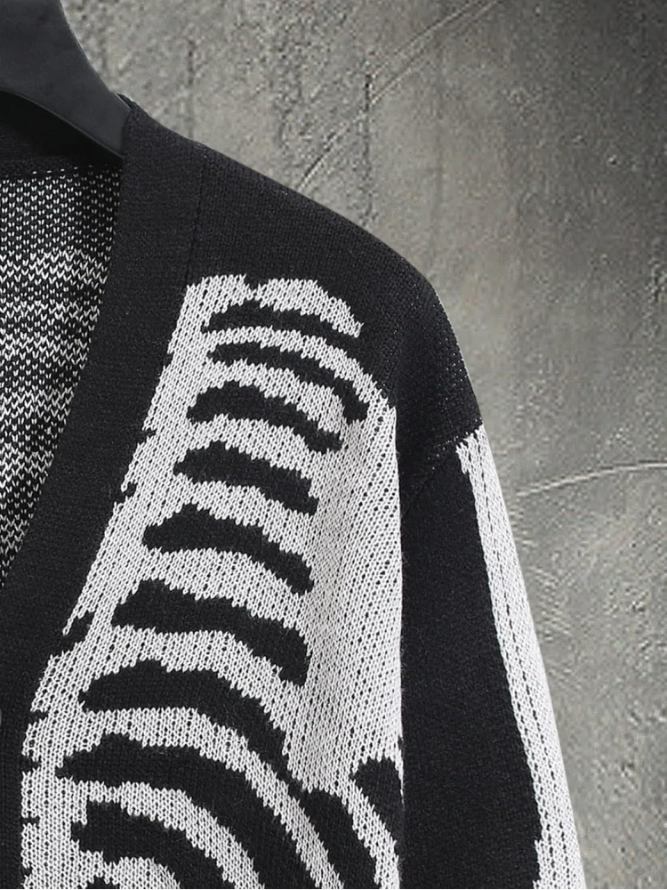Men's Skeleton Pattern Cardiga - Wool Blend Coat recension och pris