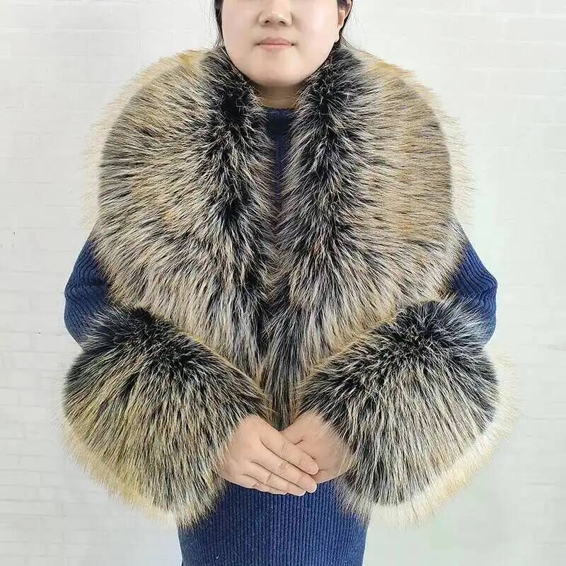 Large Women Faux Fox Fur Scarf - Winter Clothing Color recension och pris