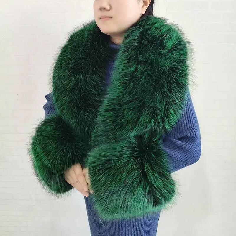 Large Women Faux Fox Fur Scarf - Winter Clothing Color recension och pris