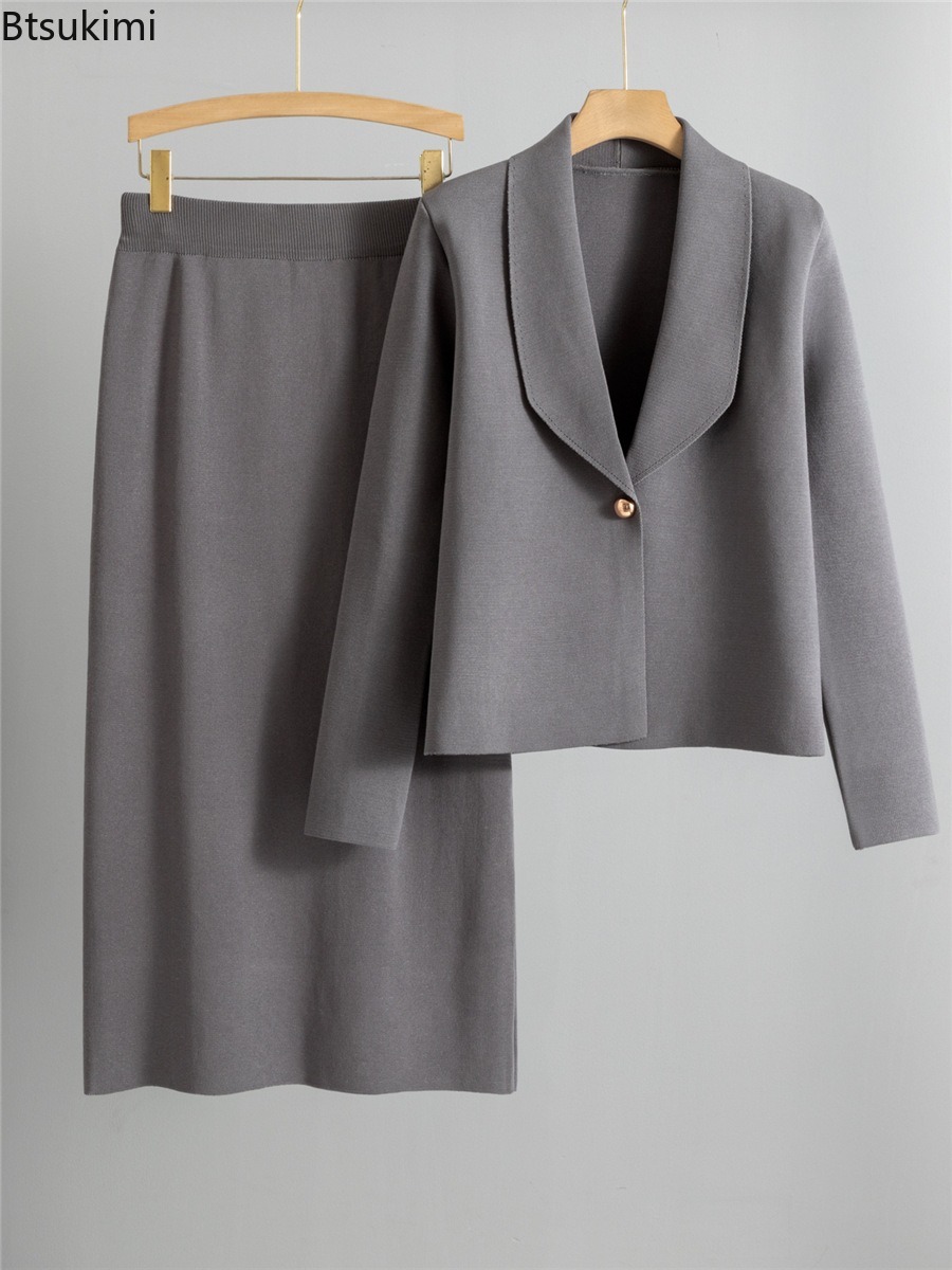 Autumn Winter Knitted Two-piec - Winter Clothing Color recension och pris