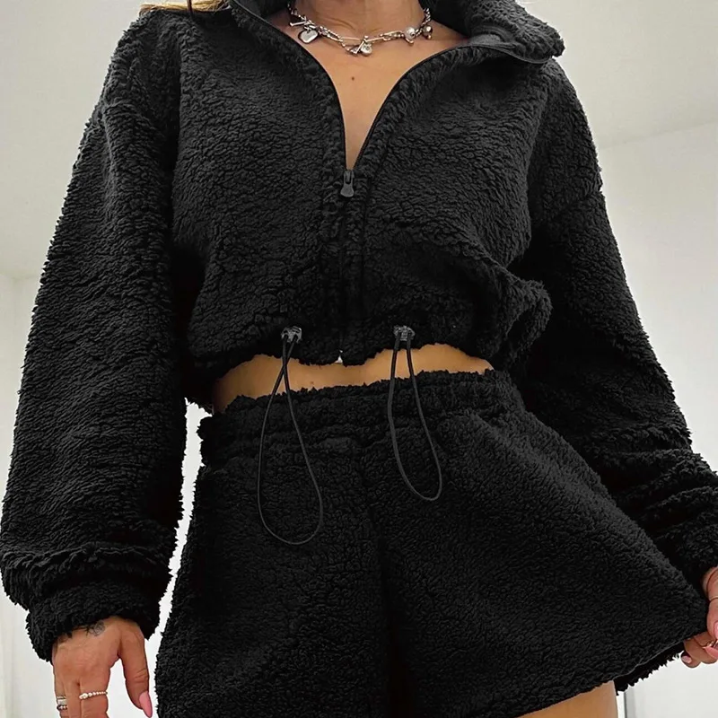 Women Solid Fleece Coat Crop T - Wool Blend Coat recension och pris